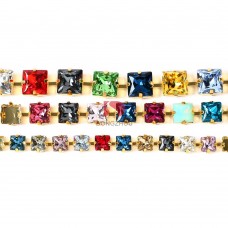 square  rhinestones cup chains